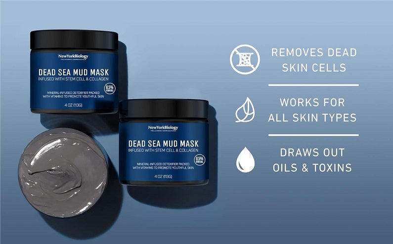 Dead Sea mud mask set with two jars and gray mask smear