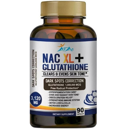 AFAC NAC XL+ Glutathione supplement bottle with gold cap, 3,120 mg, dark spot correction