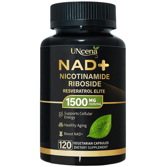 UNcena NAD+ nicotinamide riboside 1500 mg supplement bottle, 120 vegetarian capsules