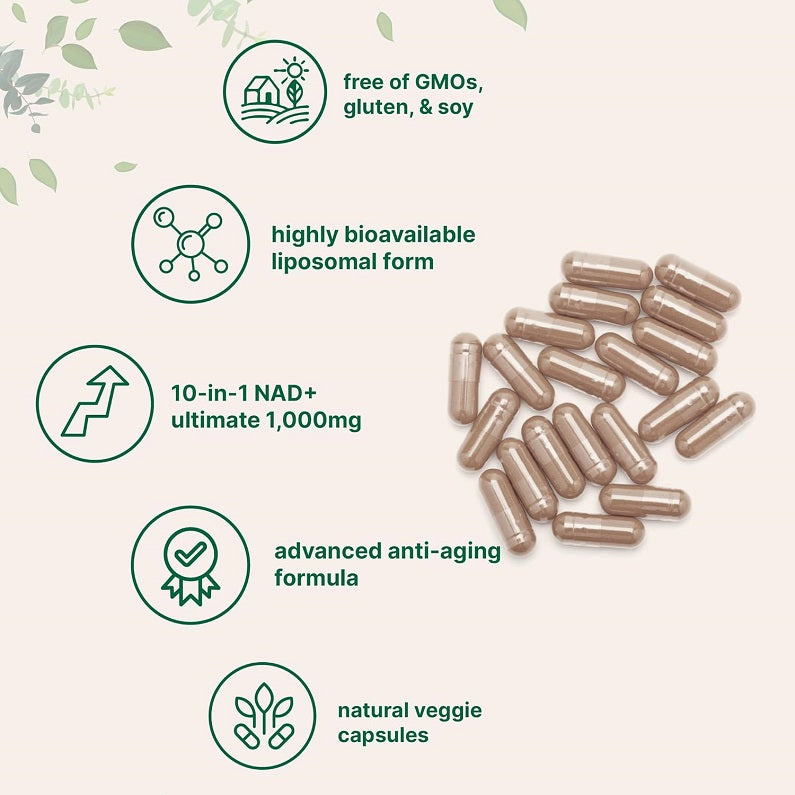 Liposomal NAD+ Ultimate capsules, natural veggie capsule form