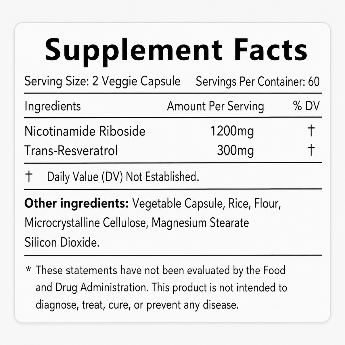 UNcena NAD+ Nicotinamide Riboside + Resveratrol 1500mg