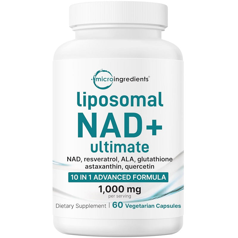 Liposomal NAD+ Ultimate supplement bottle, 1000 mg, vegetarian capsules