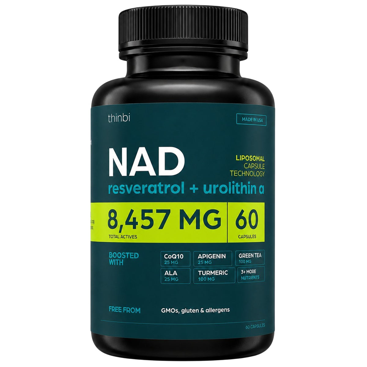 Thinbi NAD+ & Urolithin A + Resveratrol Complex 8457mg