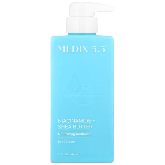 Medix 5.5 niacinamide + shea butter body cream bottle, 444 ml