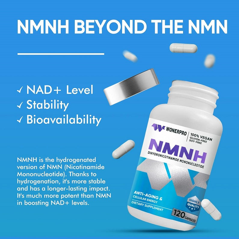 WONERPRO NMNH 1000mg bottle with NMNH label and “highly quality” badge
