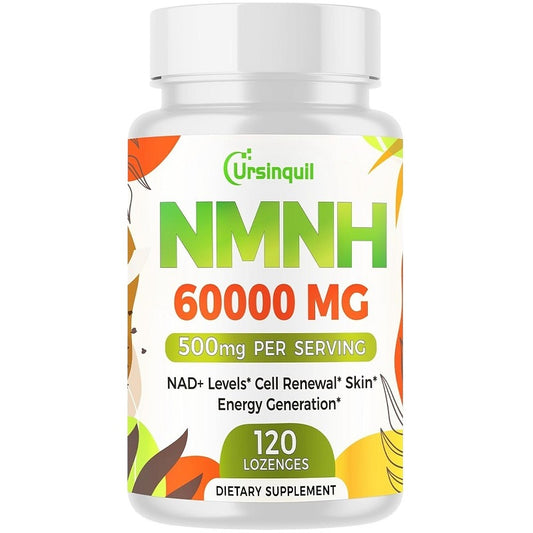 Ursinquil NMNH 500mg supplement bottle, 120 sublingual lozenges