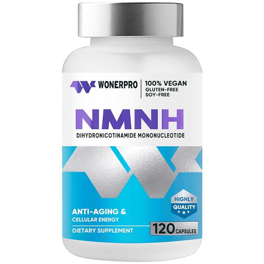 WONERPRO NMNH 1000mg supplement bottle, silver cap, 120 vegan capsule label