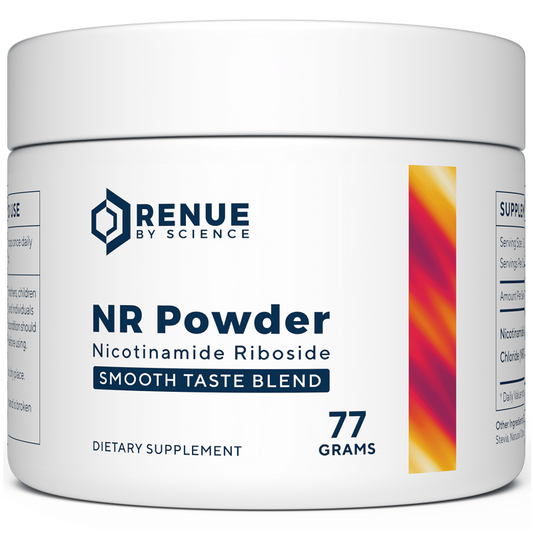 NR powder supplement tub, smooth taste blend label, 77 g, RENUE by SCIENCE