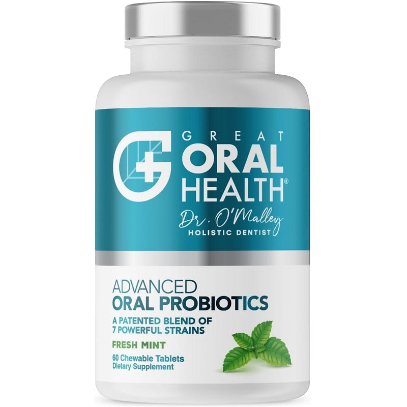 Great Oral Health advanced oral probiotics bottle, fresh mint, 60 chewable tablets