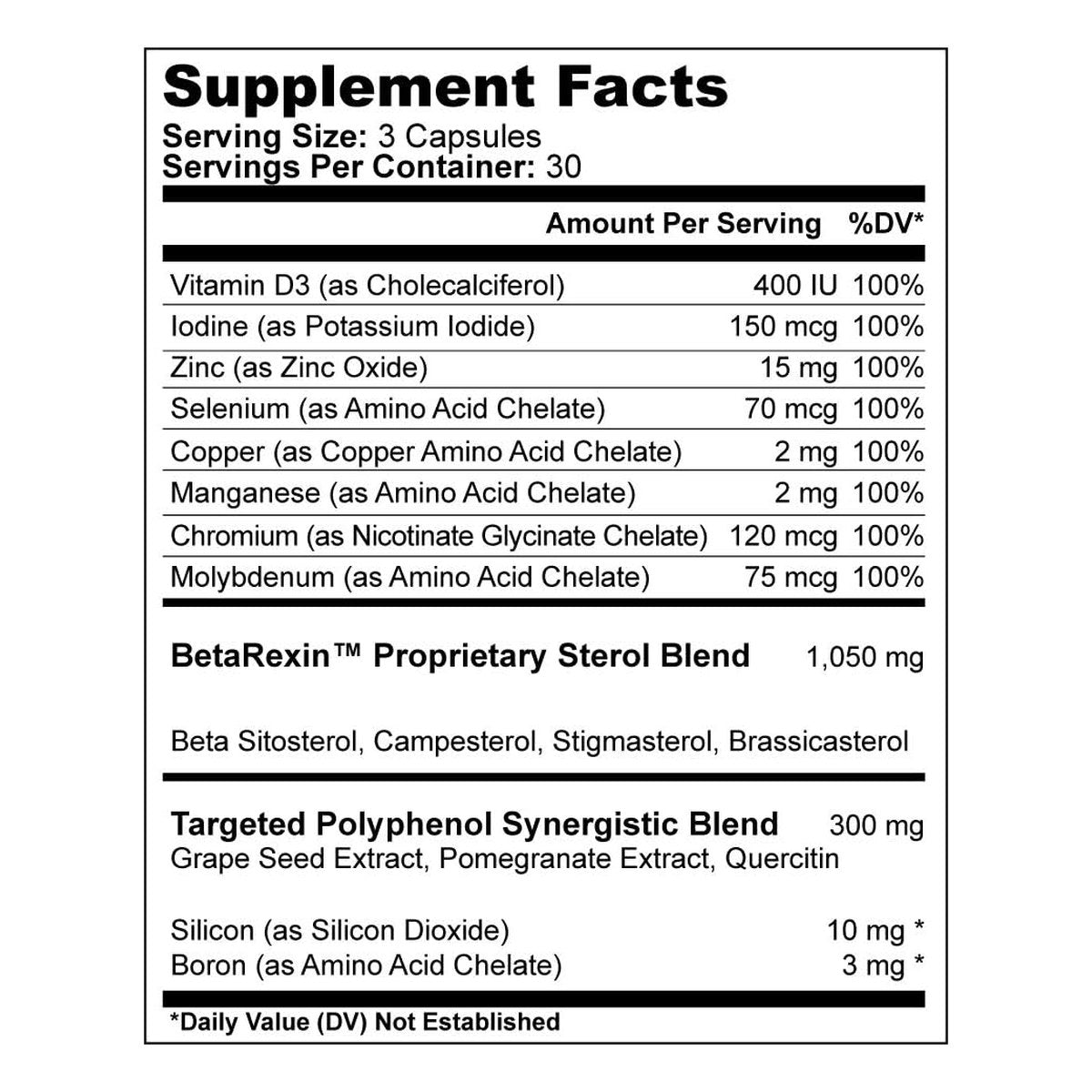 Supplement Facts label for ProstaGenix multiphase prostate support compound with ingredients list