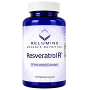 Relumins Resveratrol R3 complex supplement bottle with 120 vegetarian capsules