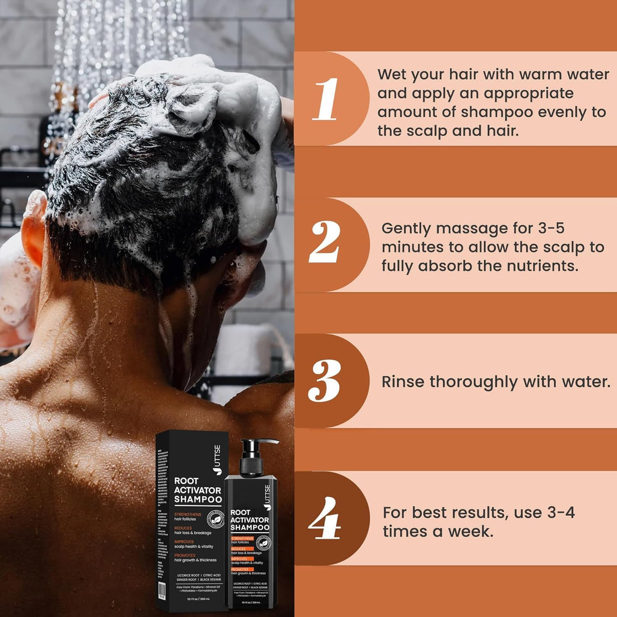 UTTSE Root Activator Shampoo for Men 300ml