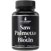 Hair thickness supplement bottle: saw palmetto + biotin, 60 vegan capsules