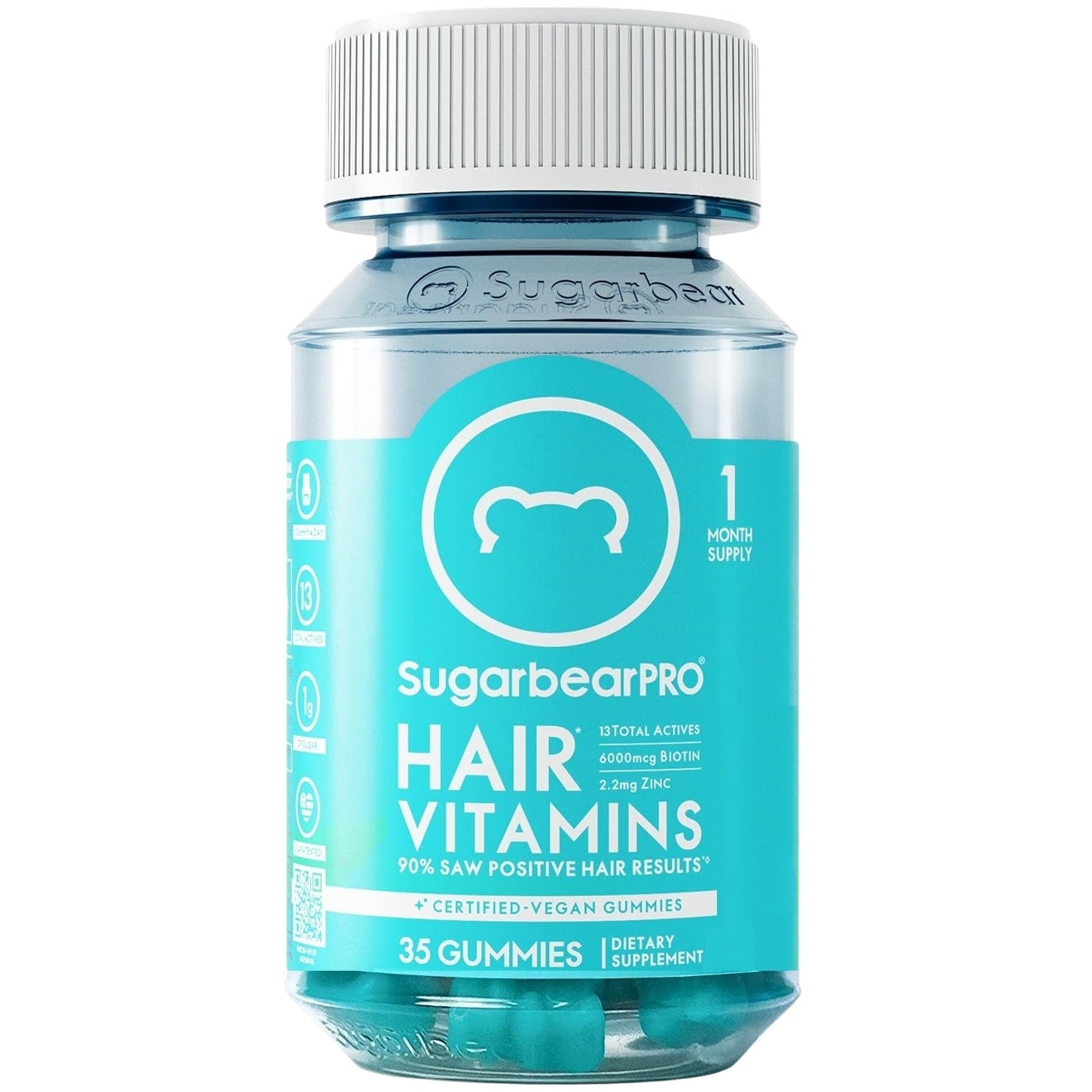 SugarbearPRO Hair vegan vitamin gummies bottle, 35 gummies
