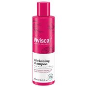 Viviscal thickening shampoo bottle, 250 ml, pink cap and white label