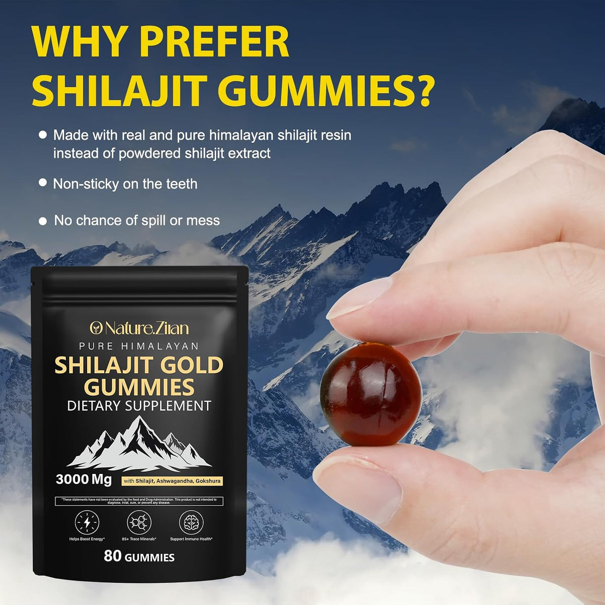O NATURE ZIRAN Shilajit Gold Gummies 80 Count