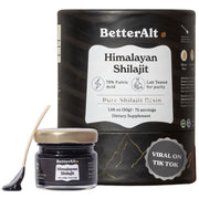 BetterAlt Himalayan shilajit resin supplement jar and 30g pouch, dietary supplement
