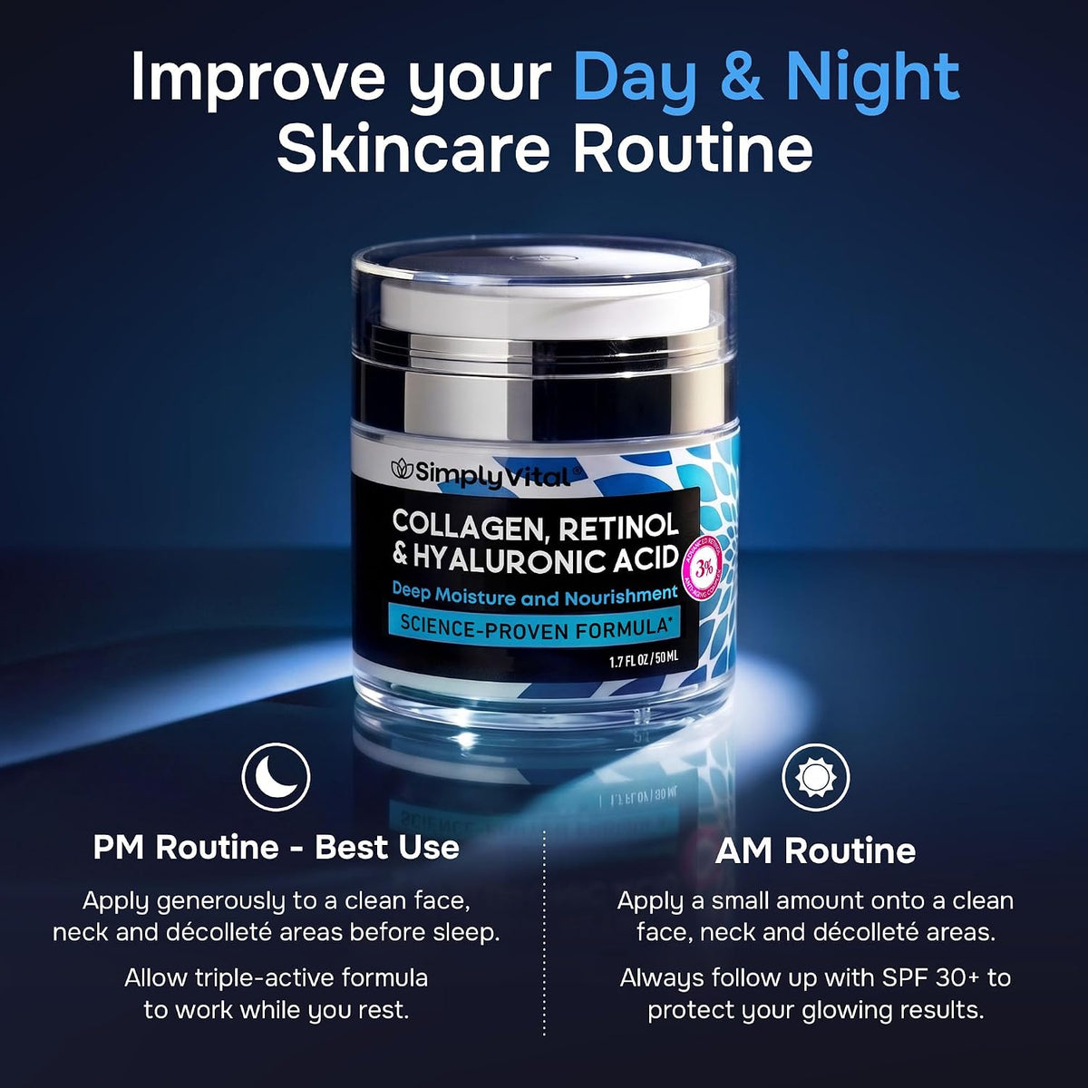 SimplyVital cream day and night skincare routine