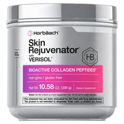 Silver collagen peptides supplement jar with pink VERISOL label, 300 g net weight.