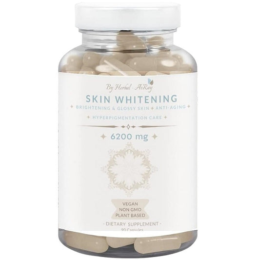 Herbal-AvRay skin whitening glutathione capsules in white plastic bottle, 90 capsules