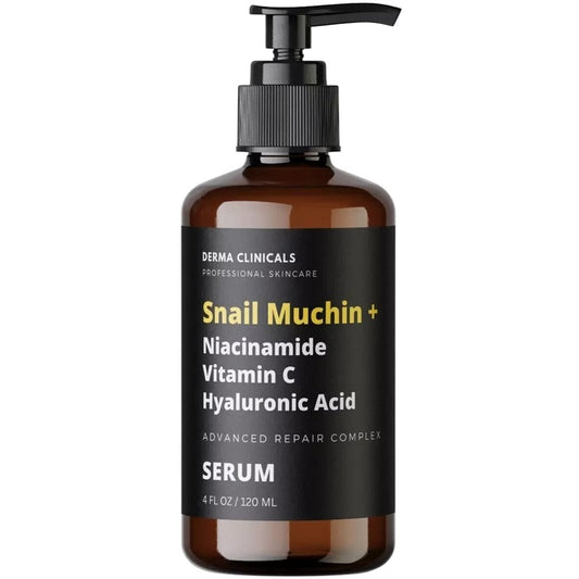 Derma Clinicals Snail Mucin+ serum with niacinamide, vitamin C, hyaluronic acid, 120 ml