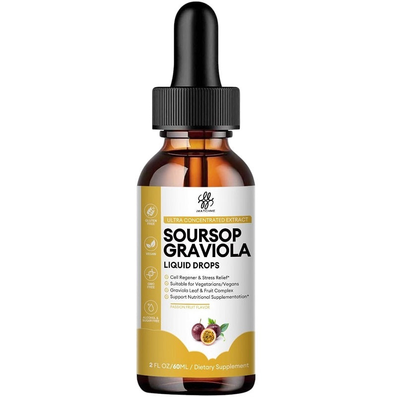 iMATCHME soursop graviola liquid drops bottle with black dropper, 60 ml
