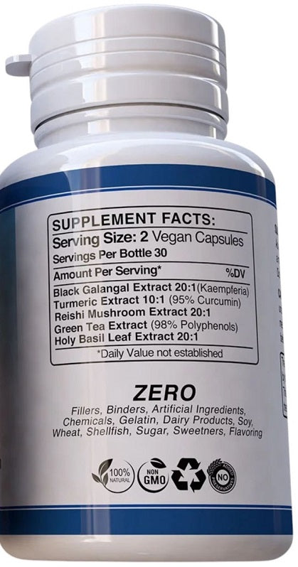 Dietary supplement bottle back label with supplement facts panel