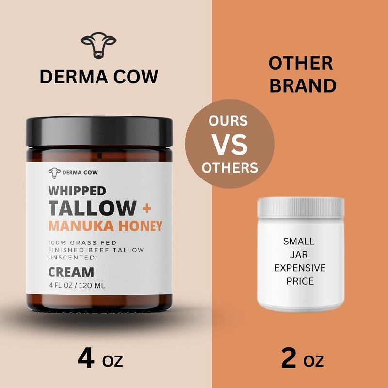 Derma Cow Whipped Tallow + Manuka Honey cream jar, 4 oz