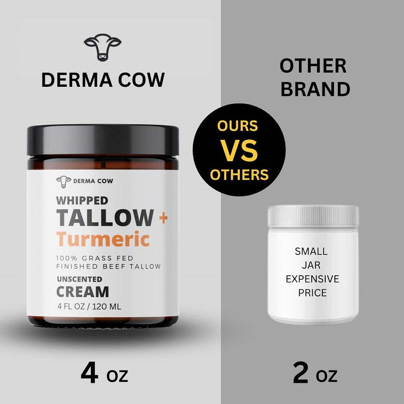 Whipped tallow + turmeric cream jar, unscented, 120 ml, black lid