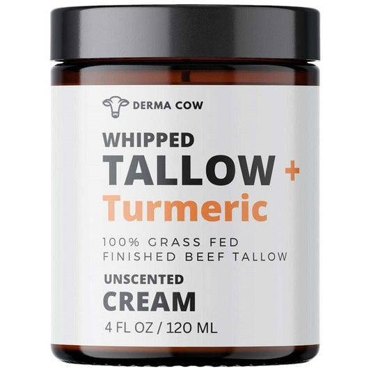 Unscented whipped tallow + turmeric cream jar, 120 ml, black lid