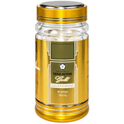 Gold glutathione supplement bottle with flip-top lid, 80 softgels and 1850 mg shown