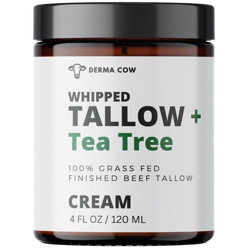 DERMA COW whipped tallow cream jar with tea tree, 120 ml.