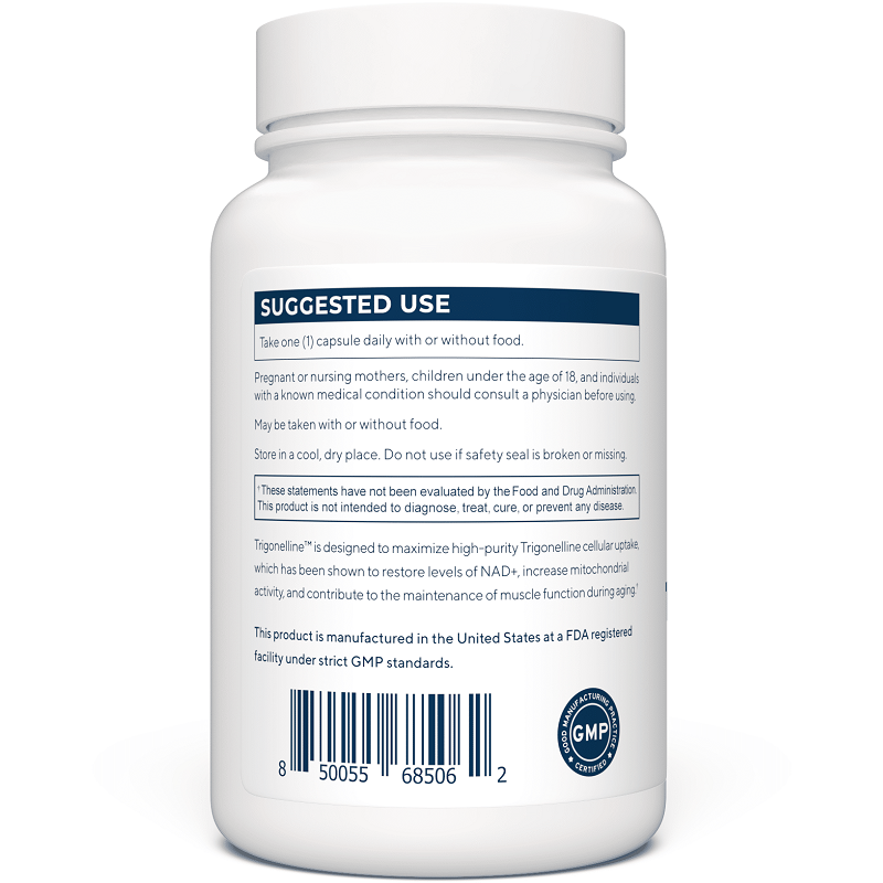 White supplement bottle back with Suggested Use and storage instructions