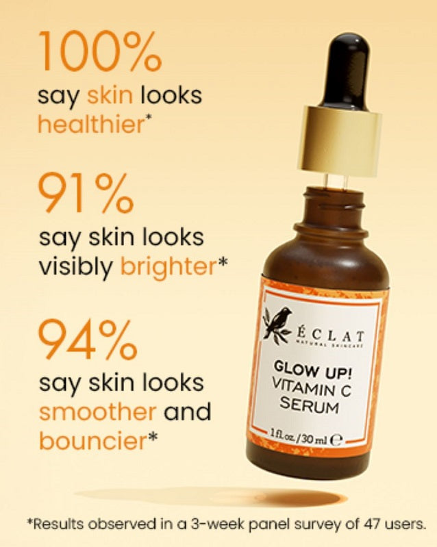 Vitamin C face serum bottle, brown glass with gold dropper cap