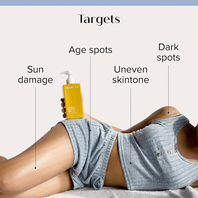 Skincare targets chart: age spots, sun damage, uneven skintone, dark spots