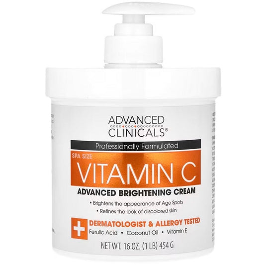 Advanced Clinicals Vitamin C brightening cream jar with white pump, 454 g