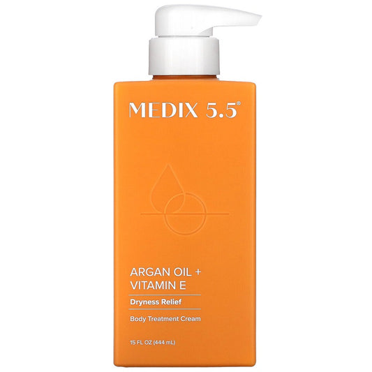 MEDIX 5.5 argan oil + vitamin E dryness relief body cream, 444 ml pump bottle