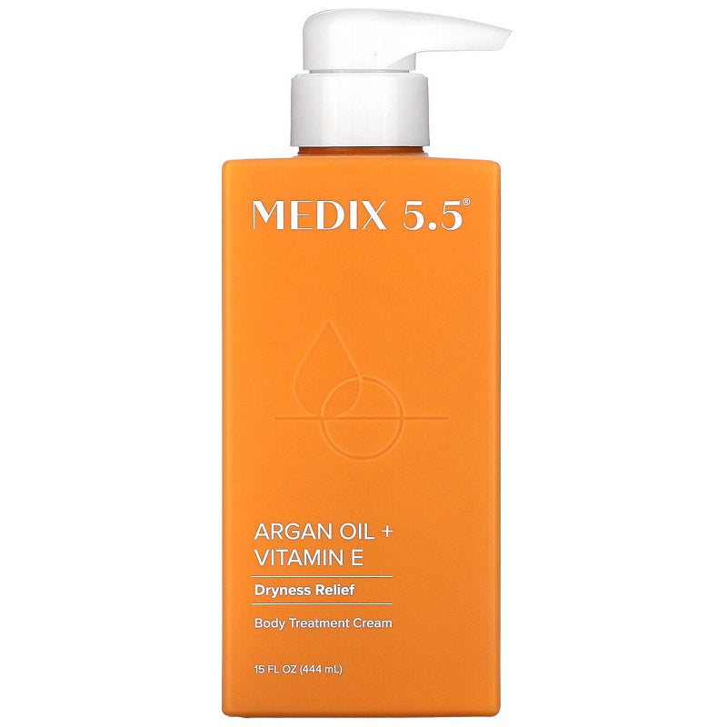 MEDIX 5.5 argan oil + vitamin E dryness relief body cream, 444 ml pump bottle