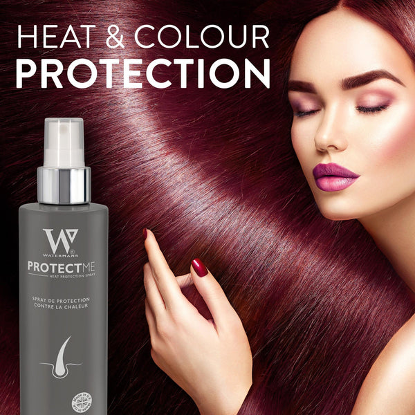 Watermans ProtectMe heat protection hair spray bottle, clear pump top