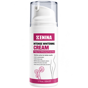 Intense whitening cream bottle with clear cap, white and magenta KENINA label.