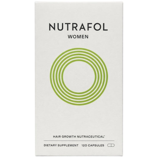 Women hair growth supplement box, Nutrafol Women, 120 capsules, white with green logo