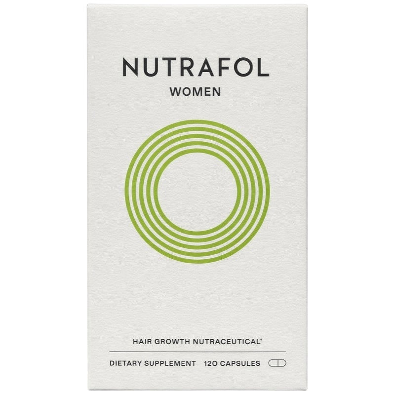 Women hair growth supplement box, Nutrafol Women, 120 capsules, white with green logo