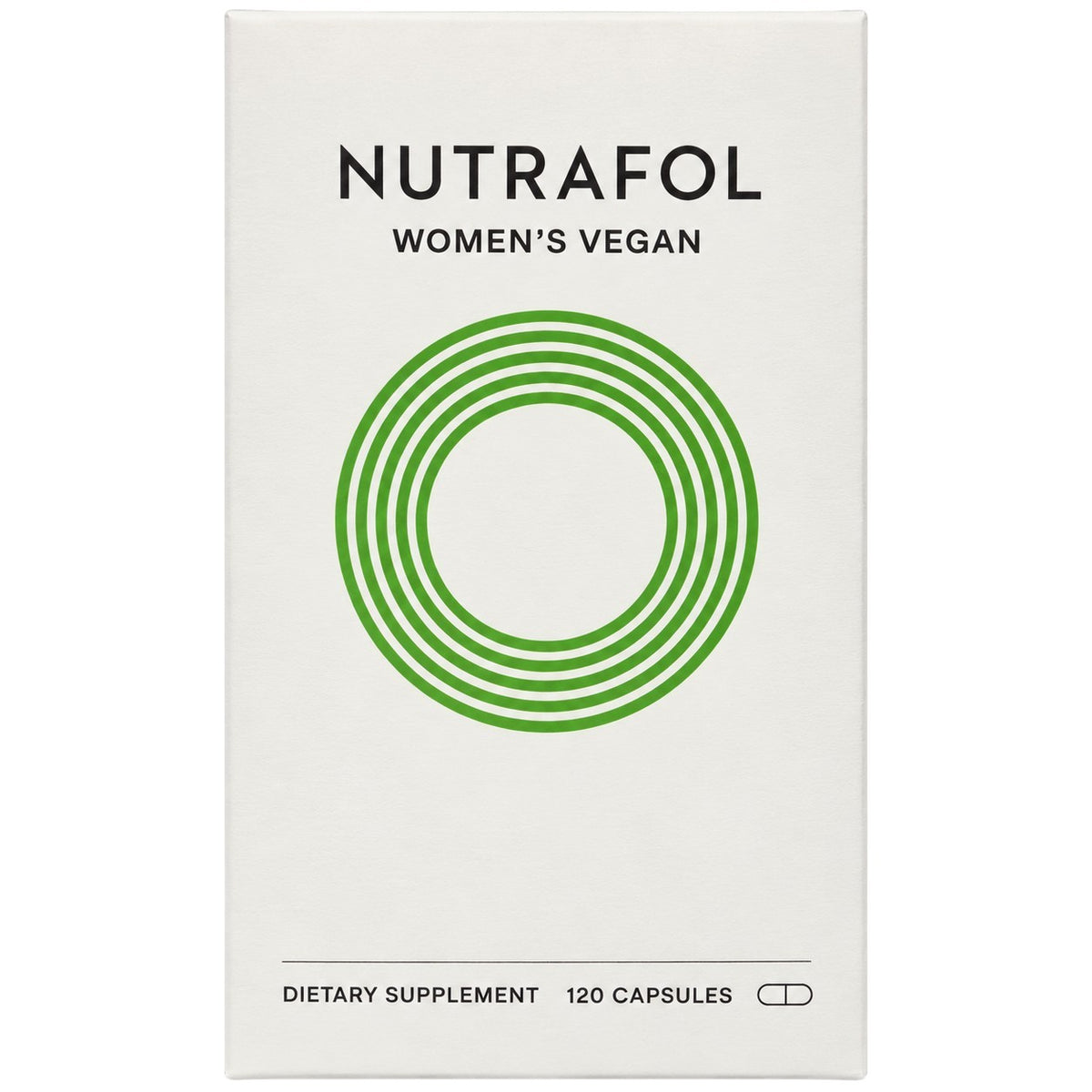 Nutrafol women's vegan dietary supplement box with 120 capsules