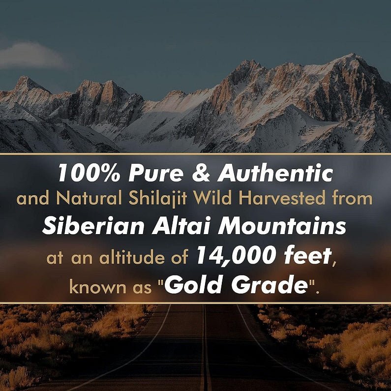Shilajit resin jar with 100% pure “Gold Grade” style label