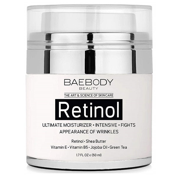 Baebody Retinol moisturizer jar with silver cap, 1.7 fl oz (50 ml)