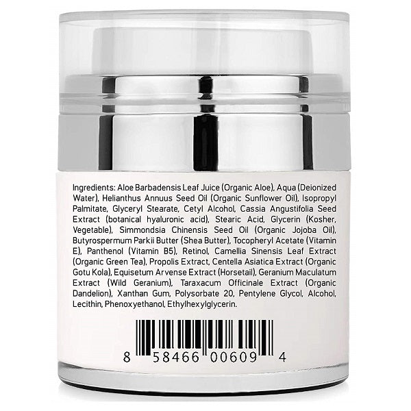 Baebody Retinol moisturizer jar back label with barcode and ingredient list