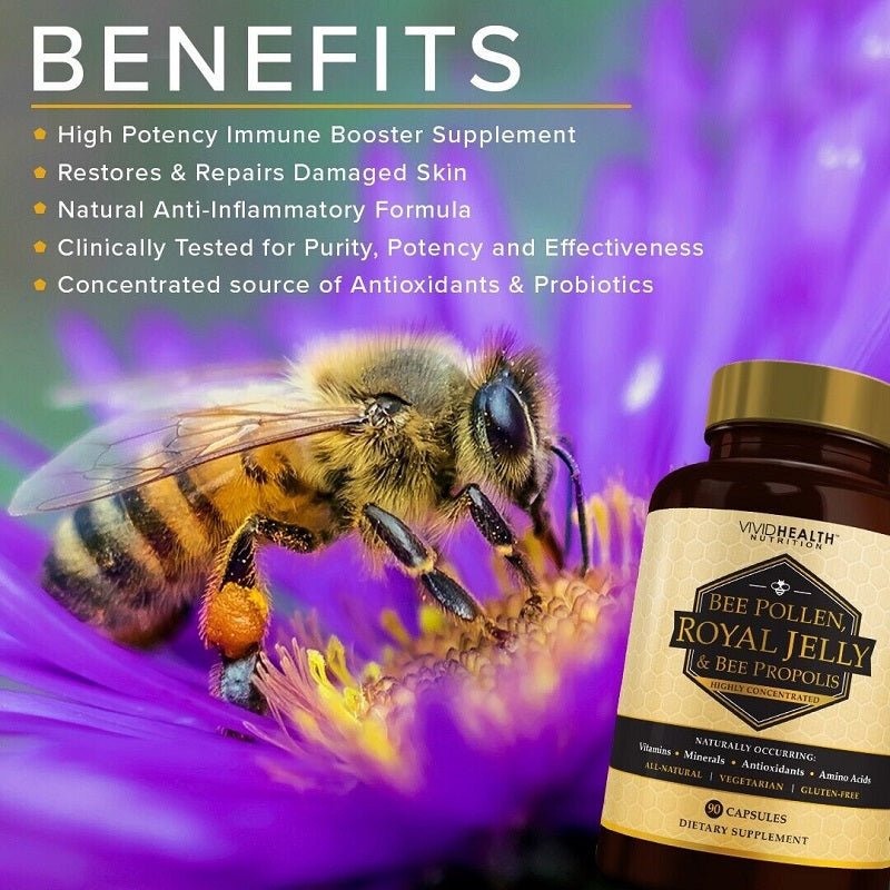 Bee Pollen, Royal Jelly & Bee Propolis Supplement - bodytonix