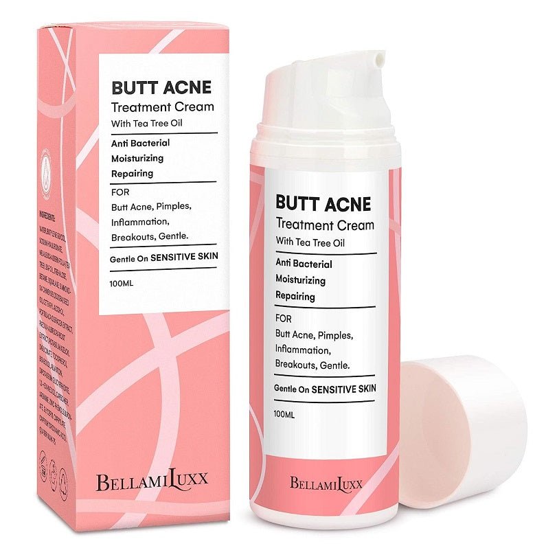 Butt acne treatment cream set: box and bottle with tea tree oil, 100 mL