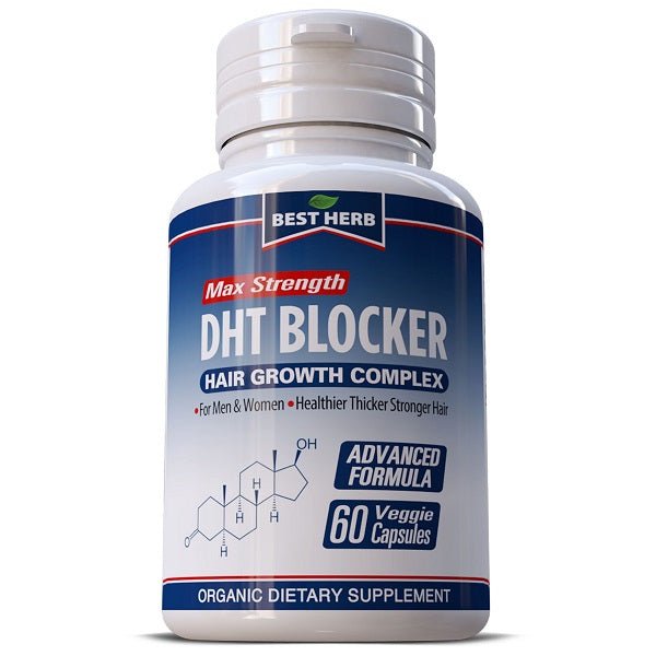 DHT blocker hair growth supplement bottle, 60 veggie capsules label