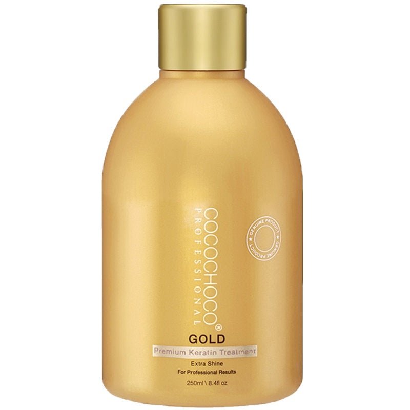 Cocochoco Keratin Gold 250 ml treatment bottle with gold cap